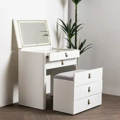 Ivory – Coiffeuse avec miroir pliable