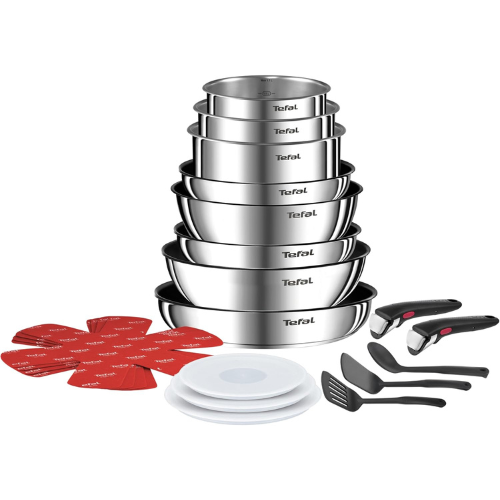 Batterie de Cuisine Empilable 20 Pièces avec Poignées Amovibles