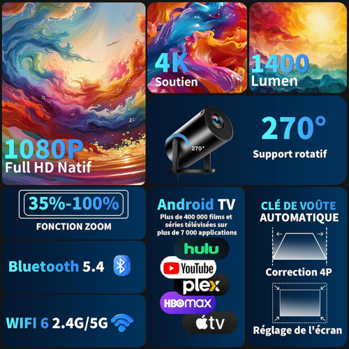 Mini Vidéoprojecteur Portable pour Films en Intérieur & Extérieur
