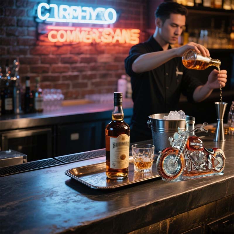 Bouteille de vin créative en verre pour moto