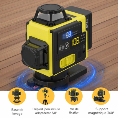 Niveau Laser 4D Auto-Nivelant avec Couverture 360° et Trépied