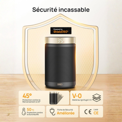 Radiateur Céramique Économique avec Thermostat & Mode Eco