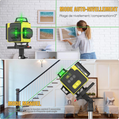 Niveau Laser 4D Auto-Nivelant avec Couverture 360° et Trépied