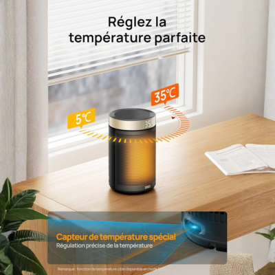 Radiateur Céramique Économique avec Thermostat & Mode Eco