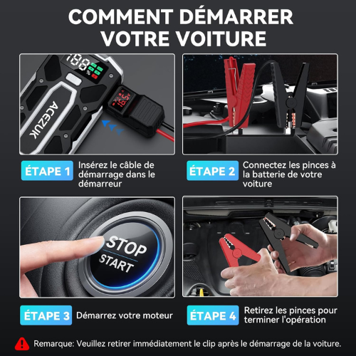 Démarreur Portable Puissant pour Voiture – Assistance Fiable en Cas d’Urgence