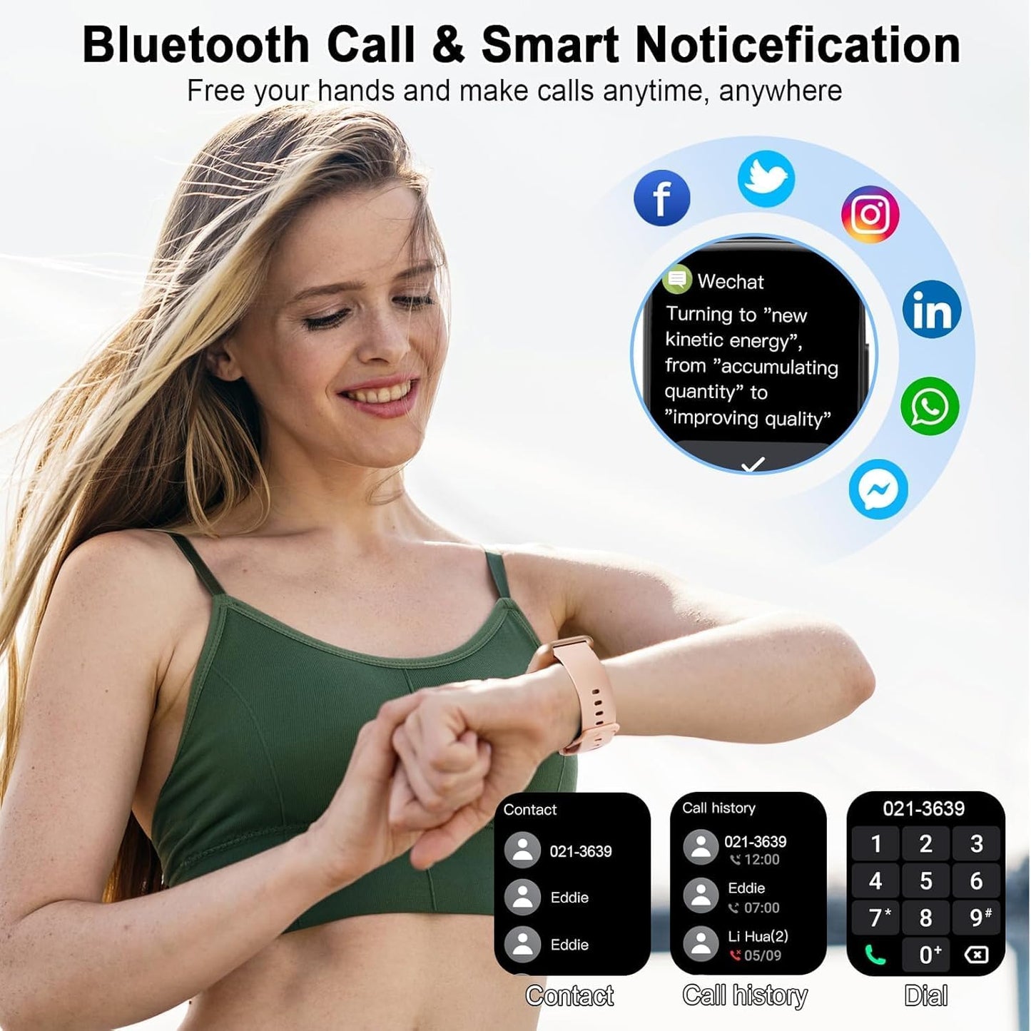 SmartWatch – Montre connectée multifonction avec appels Bluetooth et suivi santé