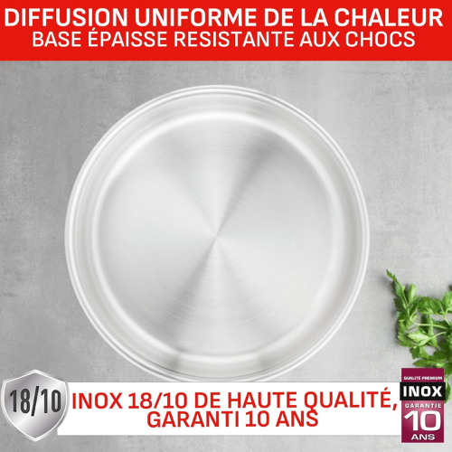 Batterie de Cuisine Empilable 20 Pièces avec Poignées Amovibles
