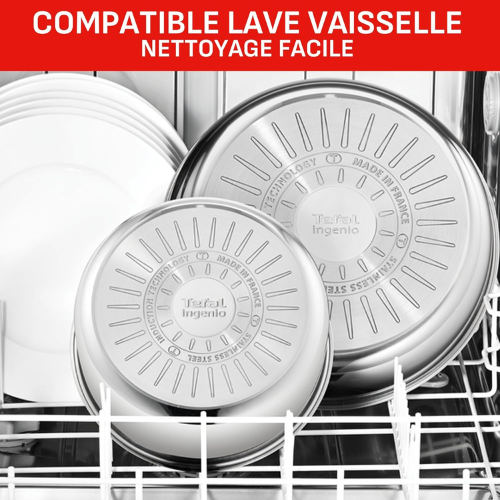 Batterie de Cuisine Empilable 20 Pièces avec Poignées Amovibles