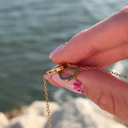 Coffret Rose Éternelle – Collier Double Cœur Gravé