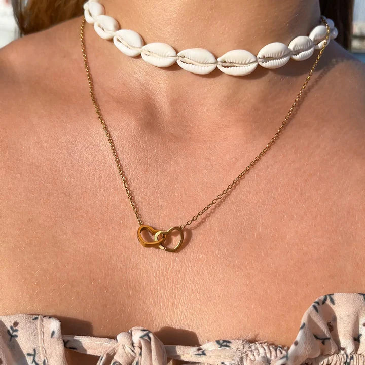 Coffret Rose Éternelle – Collier Double Cœur Gravé