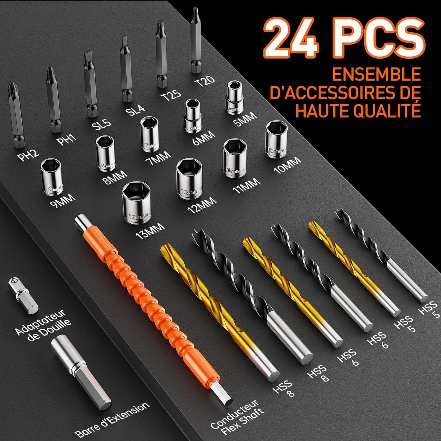 Tournevis Sans Fil avec Multiples Accessoires pour le Bricolage (DIY)