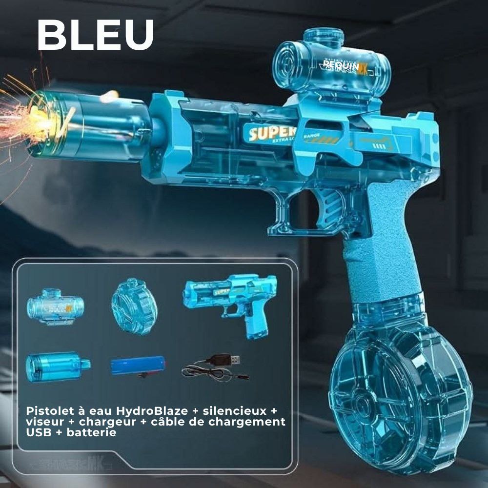 HydroBlaze™ - Pistolet à eau électrique avec effet de flamme