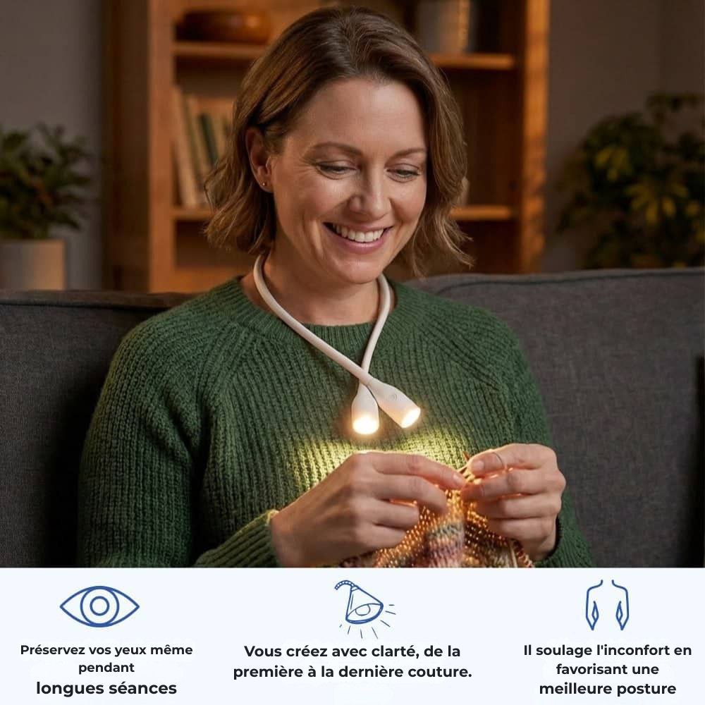 LumiAliria – Lampe à porter autour du cou qui éclaire vos créations et soulage la fatigue oculaire