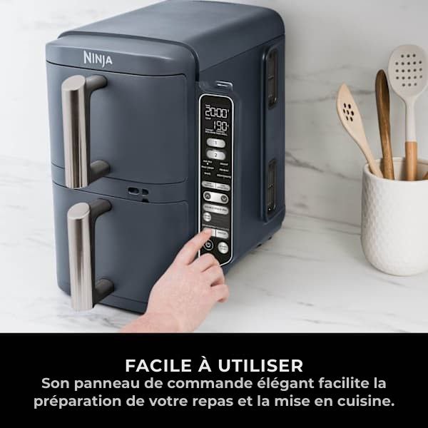 Friteuse à air chaud Ninja Double Stack XL à 2 niveaux avec système de cuisson intelligent 9,5 L Cyber Space