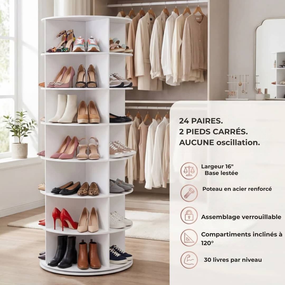 Lumen: Étagère à chaussures pivotante à 360°